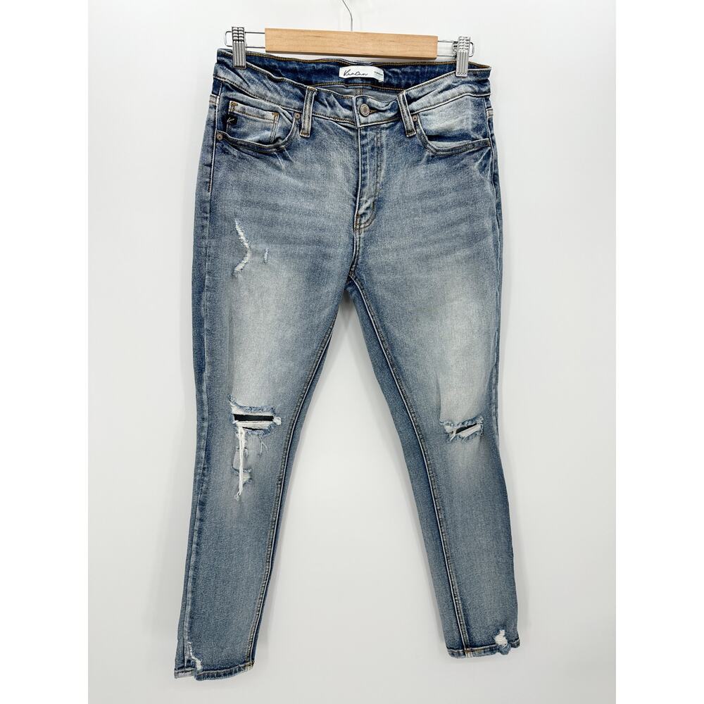 Kancan Acid Wash Distressed Knee Skinny Denim Jeans Cotton‎ Stretch Women 26